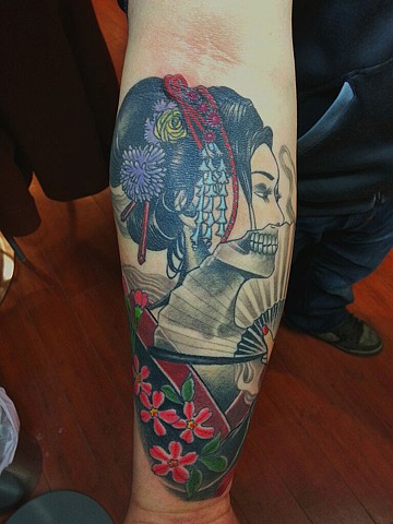 geisha skull tattoo by Custom tattoos by Adam Sky, San Francisco, California