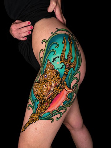 Trident Tattoo by Adam Sky, San Francisco, Bay Area, California