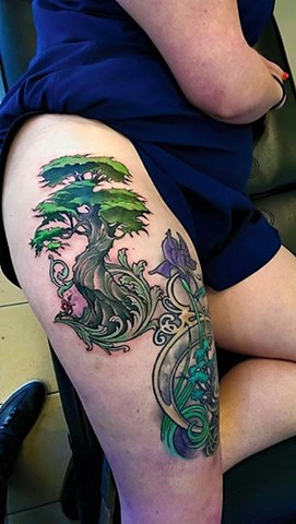 Cedar Tree Tattoo by Custom tattoos by Adam Sky, San Francisco, California