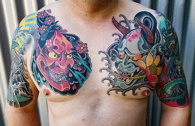 Dan's Hannya and Oni Tattoo by Adam Sky, Hold Fast Studio, Redwood City, Bay Area, California