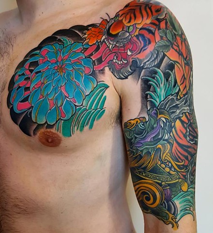 Tiger tattoo by Custom tattoos by Adam Sky, San Francisco, California