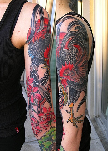 Rooster tattoo by Adam Sky, San Francisco, California