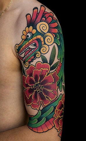 Quetzalcoatl Tattoo by Adam Sky, Hold Fast Studio, Redwood City, California