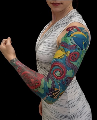 Octopus Sleeve Tattoo by Adam Sky, San Francisco, California 