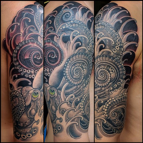 Octopus Tattoo by Custom Tattoos by Adam Sky, Redwood City, Bay Area, California