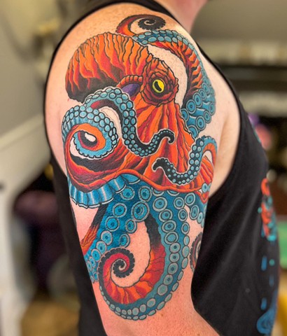Octopus Tattoo by Adam Sky, Morningstar Tattoo, Belmont, Bay Area, California