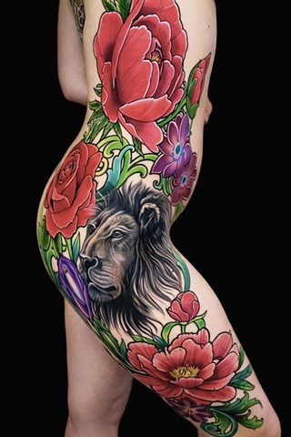 Floral Bouquet Tattoo by Adam Sky, Morningstar Tattoo Parlor, Belmont, Bay Area, California