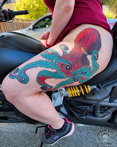 Octopus Sleeve by Adam Sky, Morningstar Tattoo, Belmont, Bay Area, California