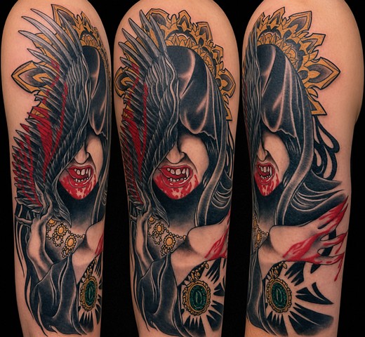 Vampira tattoo by Custom tattoos by Adam Sky, San Francisco, California