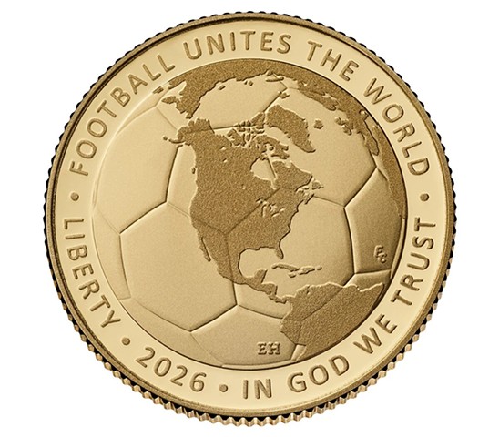 FIFA World Cup Commemorative Coin Program Five-Dollar Gold Coin (obverse)