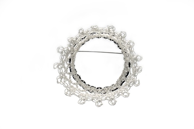 White Crochet Brooch 2