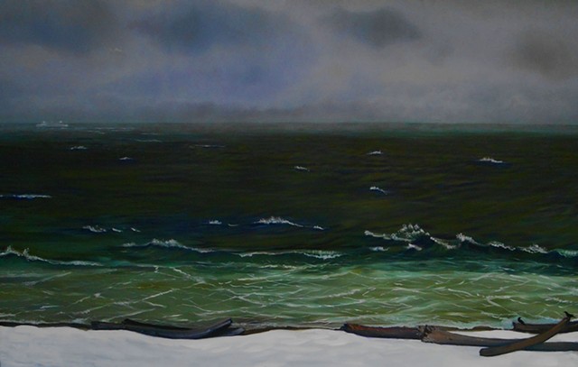 One of two oil paintings created based on my Alki Weather Reports.