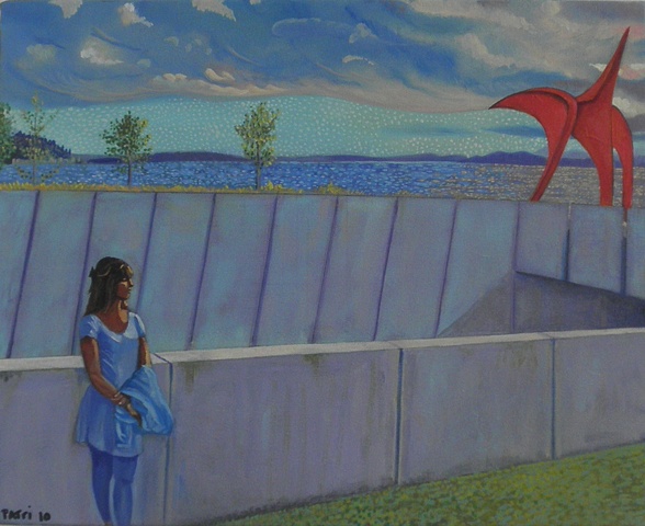 (Olympic Sculpture Park)salsa night for the Seattle Parks dance series, painting by Patri O'Connor