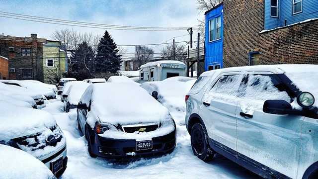 Snowed-in car lot