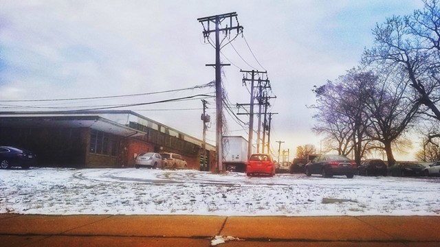Snowy Lot off of Stony Island Avenue, at Sunset