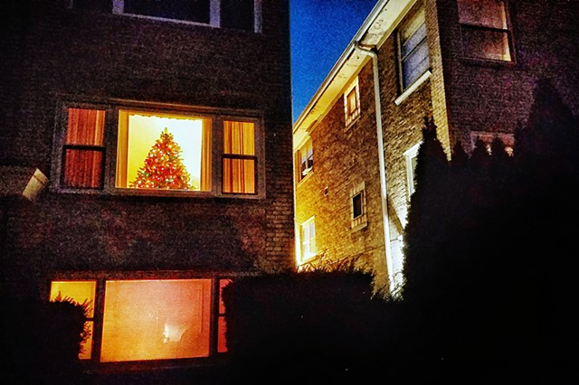 Apartments with Christmas tree