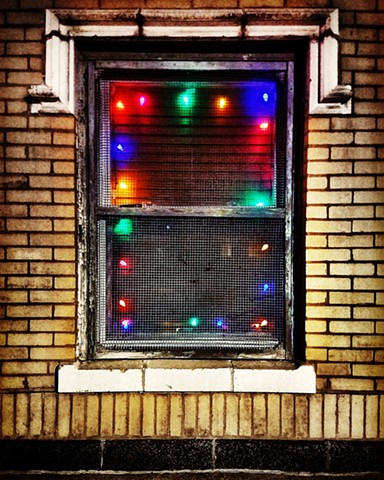 Apartment window with lights