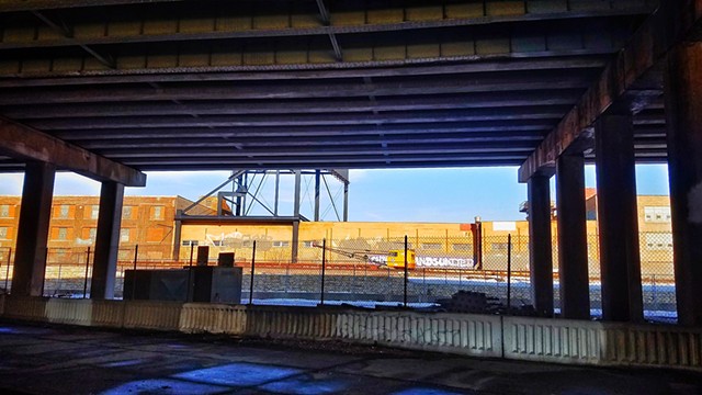 Under the Kennedy Express on Ashland, looking east