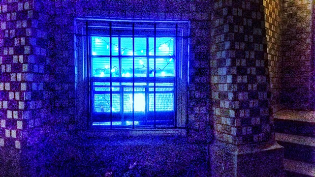Window with blue lights