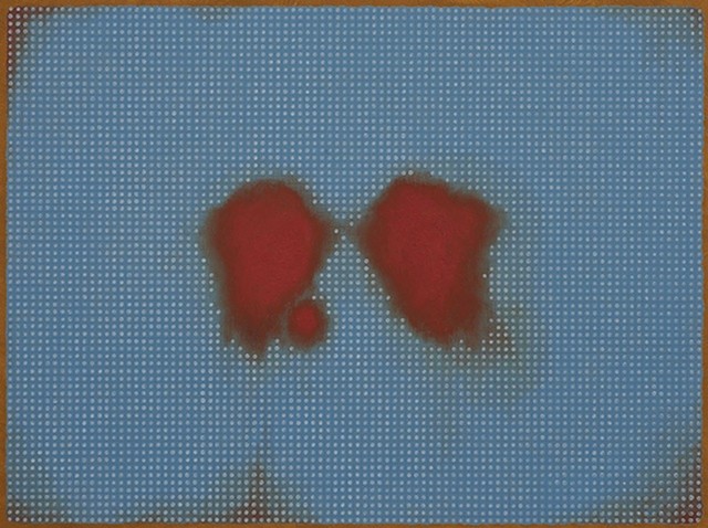 Worn-out Doormat in Red and Blue