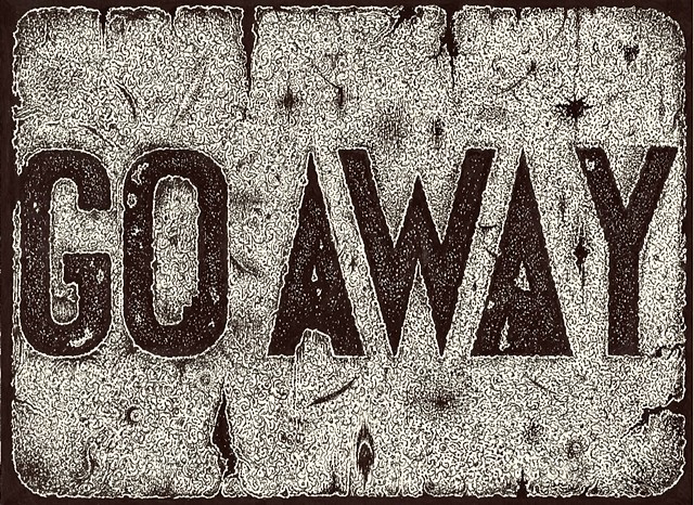 Scarred GO AWAY Doormat