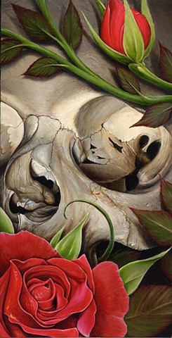 skull with roses 6 by 12