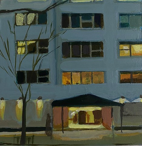 Self Portrait with White Brick Building