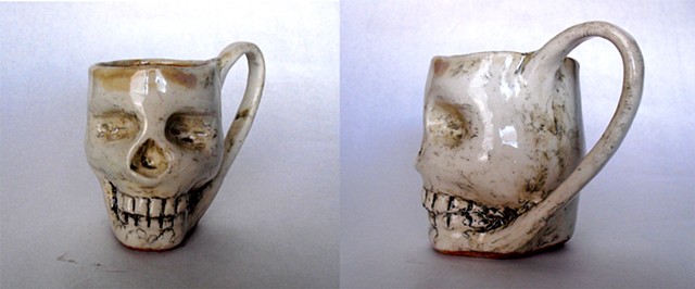 Skull Mug With Handle Clean Brown interior
