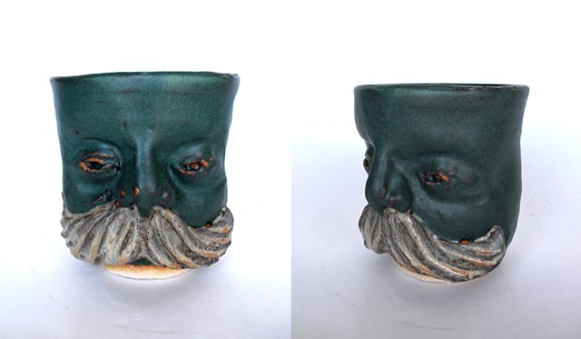 Green Mustachioed Gentleman Vase