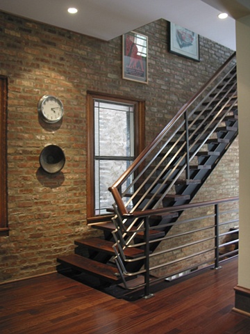 Walnut stairs and handrail