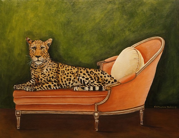 animal painting, art, catherine nolin, tiger, red fox, matisse, rosseau, interior view. 