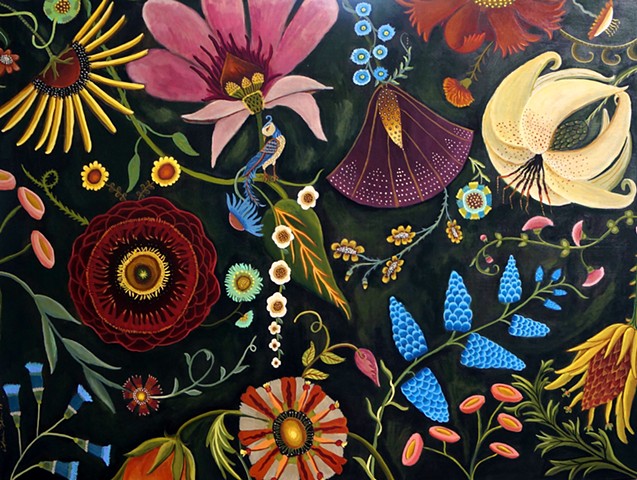 abstract flower, painting, art, catherine nolin, design, original painting, flowers. botanical