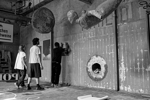 Installation of Three Girls at MAAM Museum Metropoliz, Rome Italy