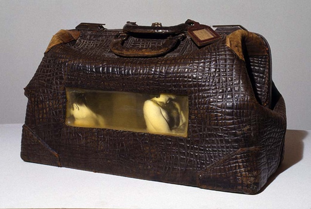 Beverly Rayner,Emotional Baggage (carry on),mixed media,mixed media photography,beeswax,photo-encaustic