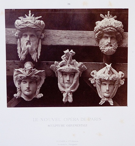 FIVE ORNAMENTAL HEADS TO DECORATE LE NOUVEL OPERA DE PARIS, 1872
