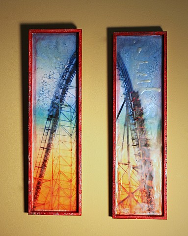 Encaustic Mixed Media Painting Diptych