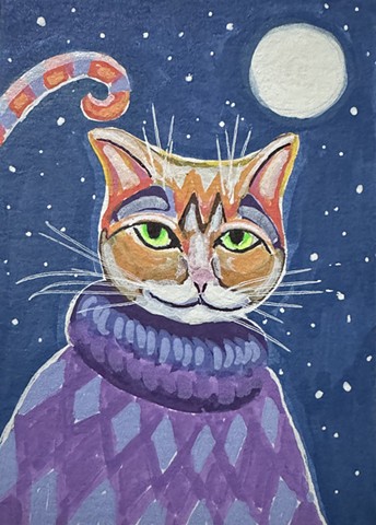 Suave Cat and the Winter Moon