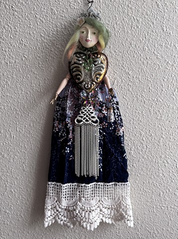April, mixed-media wall doll