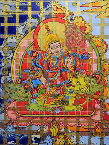 GOD OF WEALTH - Vaishravana tibetan thangka by Brian Batista