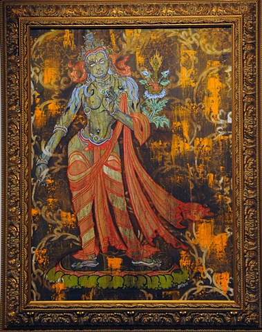 BEAUTY IS SKIN DEEP (framed)  Goddess tibetan Thangka by Brian Batista