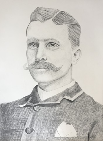 Sam Bass, Texas Outlaw, American Outlaw, First Train Robber in Texas, graphite drawing