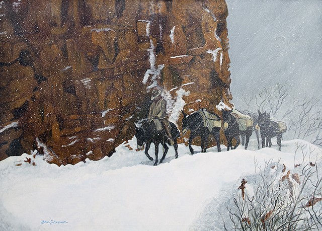 Grand Canyon, Snowstorm, South Kaibab, Mules, Cowboys  