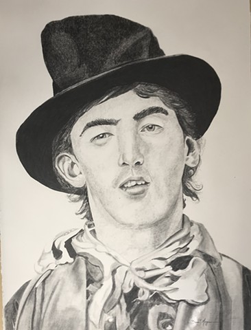 Billy the Kid Arizona Outlaw, American Outlaw, Graphite Drawing