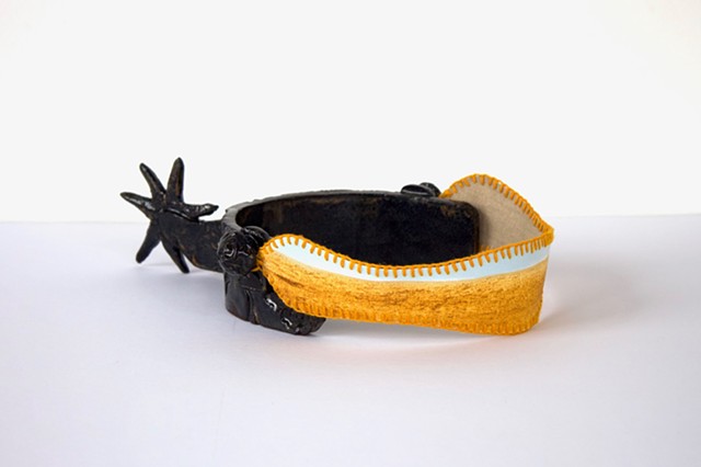 Attentive Release, 2026 Ceramic sculpture, oil on canvas, embroidery 28 x 20 x 4cm