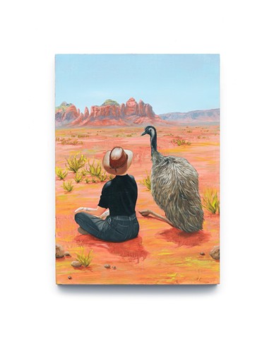    Kim Leutwyler A different kind of companion, 2026 Oil on gessoed board 30 x 42cm