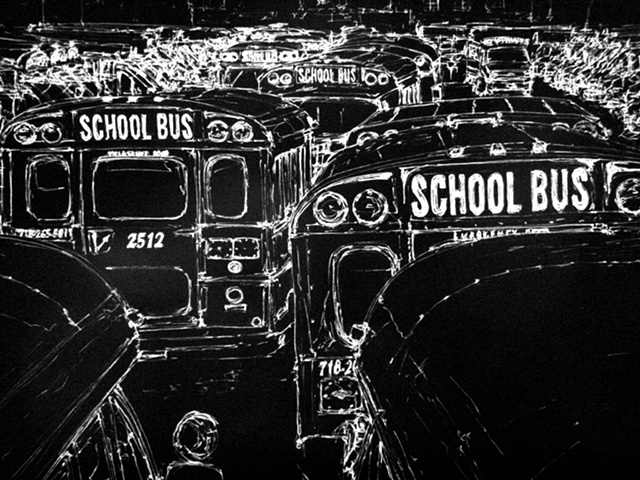 School Bus - B&W