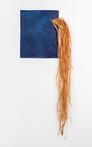 â€œStudy for Ree (1)â€�, 2020. Indigo, casein, & raffia on paper. Dimensions variable.