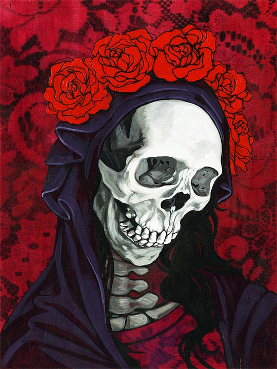 santa muerte in red