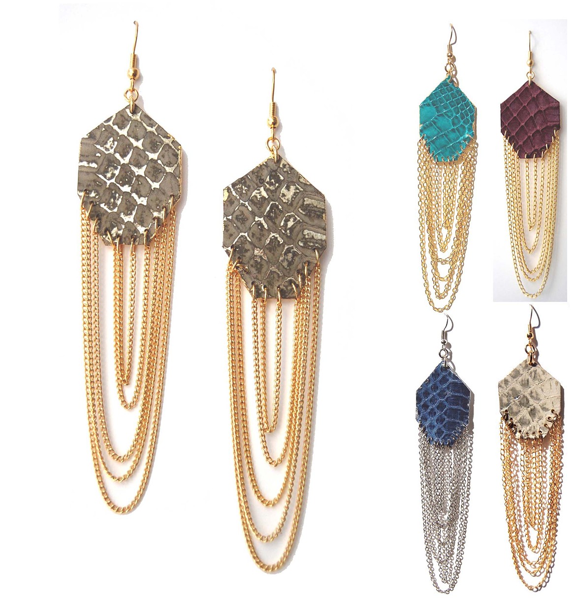 Holy Harlot Gem Snakeskin Earrings Holy Harlot Jewelry Gem Authentic Snakeskin Python Exotic Skin Earrings Signature