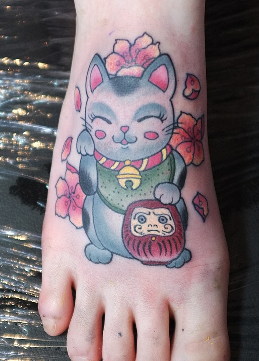 Kitty Dearest . Tattoo Artist - Right Lucky Cat by Kitty Dearest